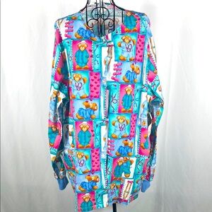 VINTAGE 90’s Knot Us Women’s Bear Print Scrub Top Size 2XL PERFECT CONDITION‎